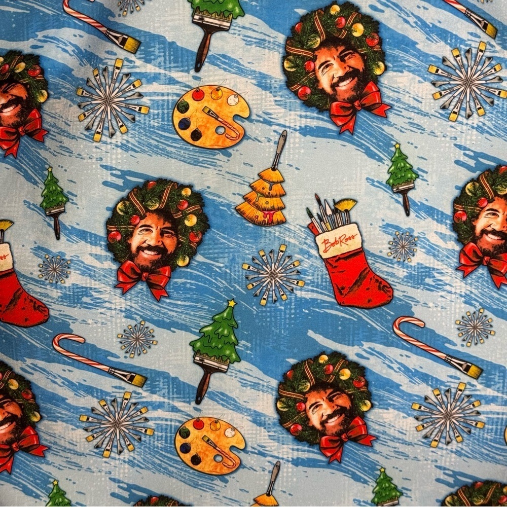 RSVLTS X Bob Ross Christmas Holiday Button Up Top Artsy Funky Men’s size Small - Picture 7 of 10